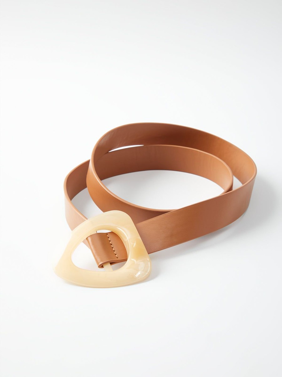 Accessories 89th + Madison | Gold Twist Buckle Belt Light Brown