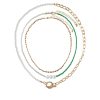 Accessories Daily Thread | Colorful Beaded And Link Chain Layering Necklace Set Gold