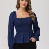 Women 89th + Madison | Smocked Peplum Blouse Medieval Blue