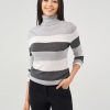 Women Adyson Parker | Striped Lurex Turtleneck Pullover Black Combo