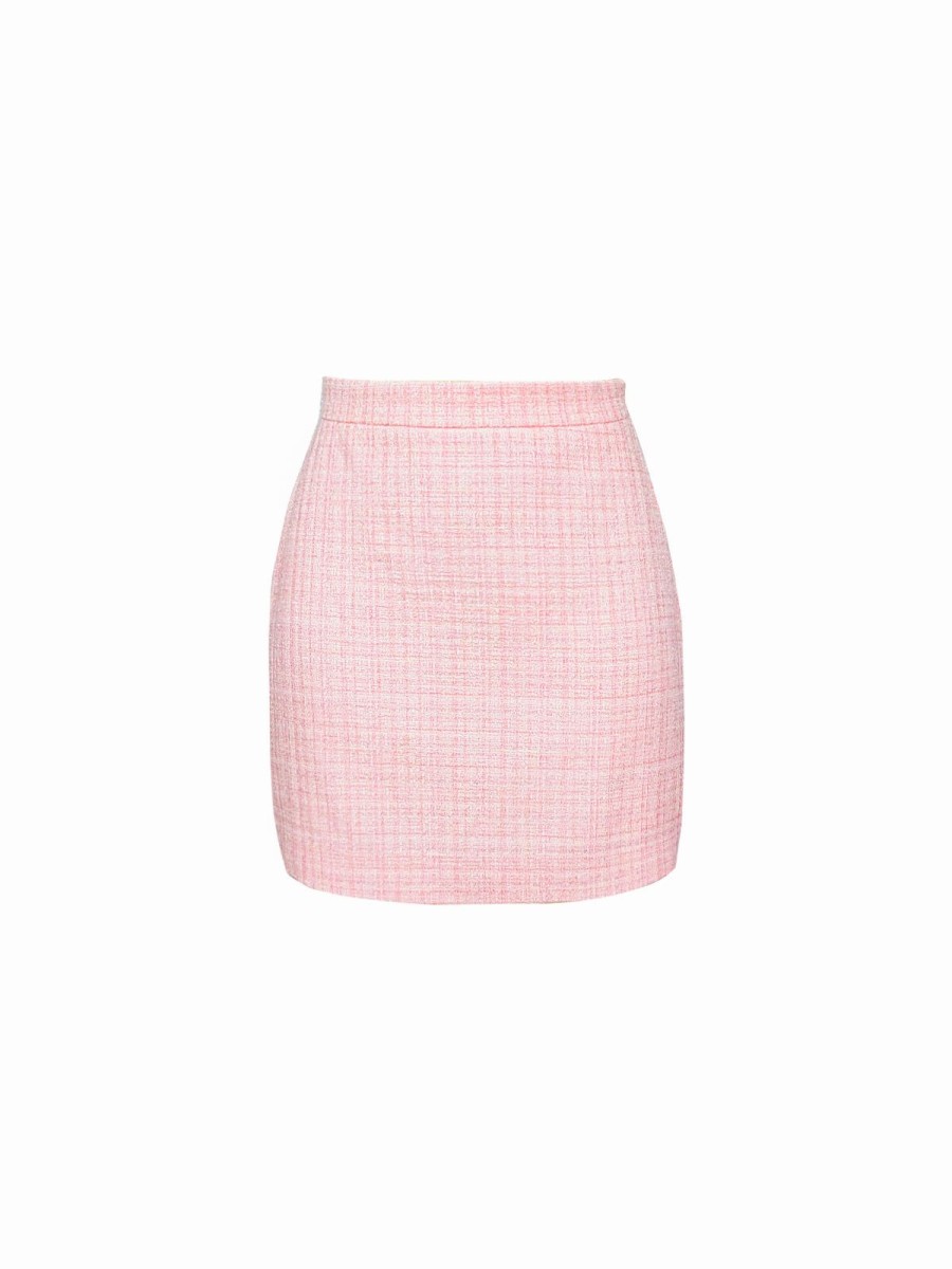 Women 89th + Madison | A-Line Tweed Skirt Malibu Pink Tweed