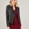 Women Adyson Parker | Faux Leather Moto Biker Jacket Black