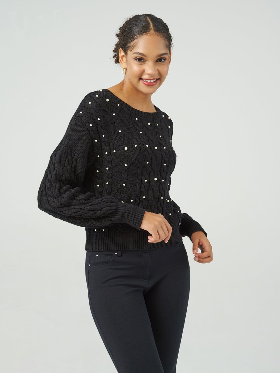 Women Adyson Parker | Pearl Embellished Cable Sweater