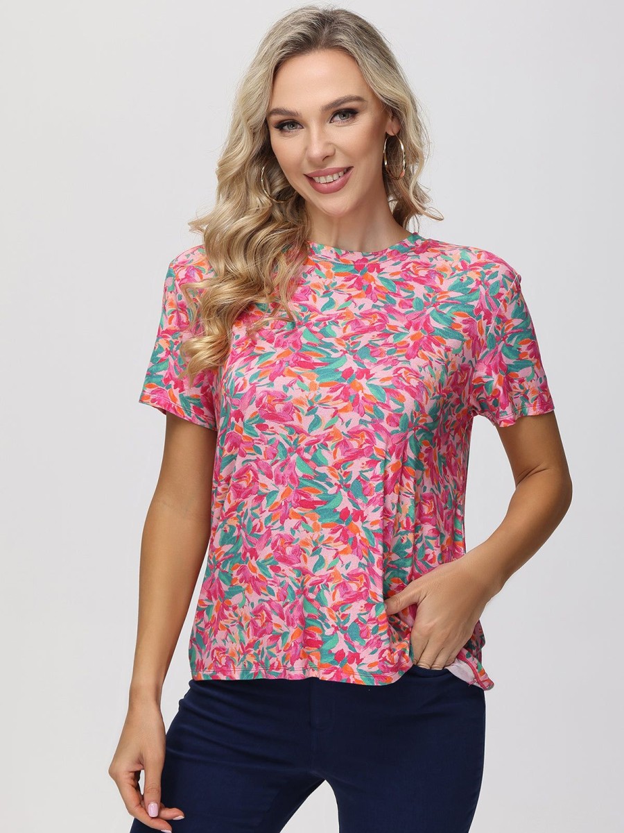 Women 89th + Madison | Floral Crewneck Tee Blossoming Spring Rhythm