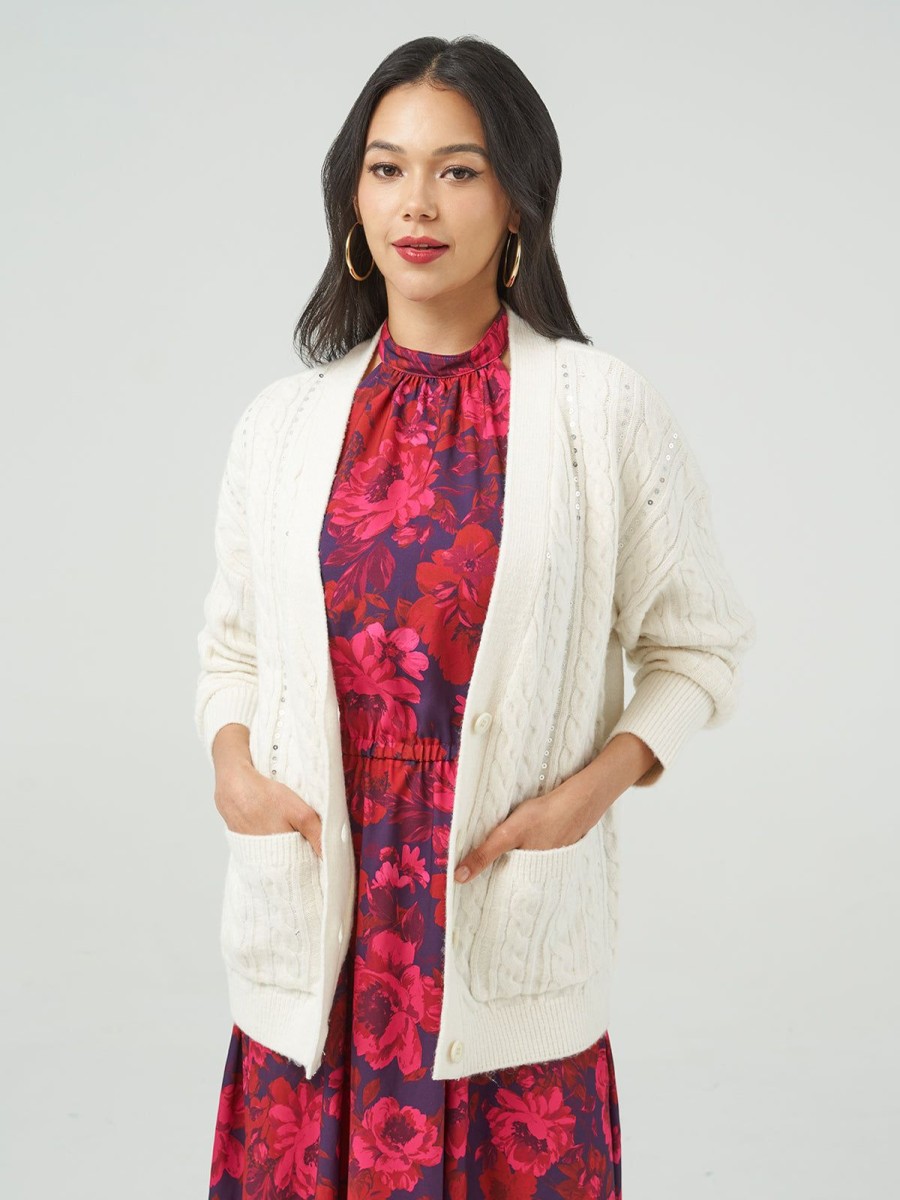 Women Adyson Parker | Sequin Cable Cardigan