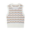 Women Frye | Stripe Crochet Stitch Vest Salt Breeze Combo