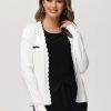 Women 89th + Madison | Tipped Scallop Trim Cardigan Egret Combo