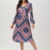 Women 89th + Madison | V-Neck Floral Midi Dress Sophisticated Bandana