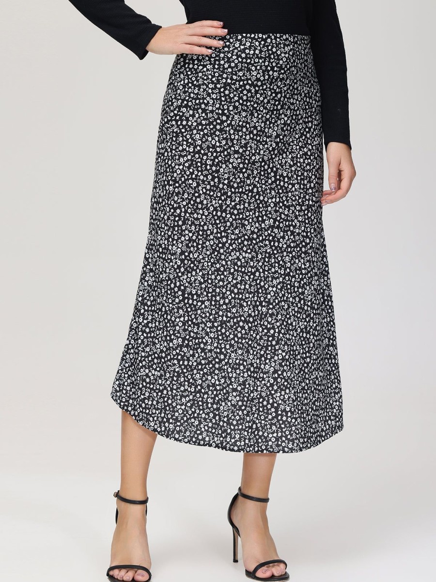 Women 89th + Madison | Floral Maxi Skirt Small Gift Black