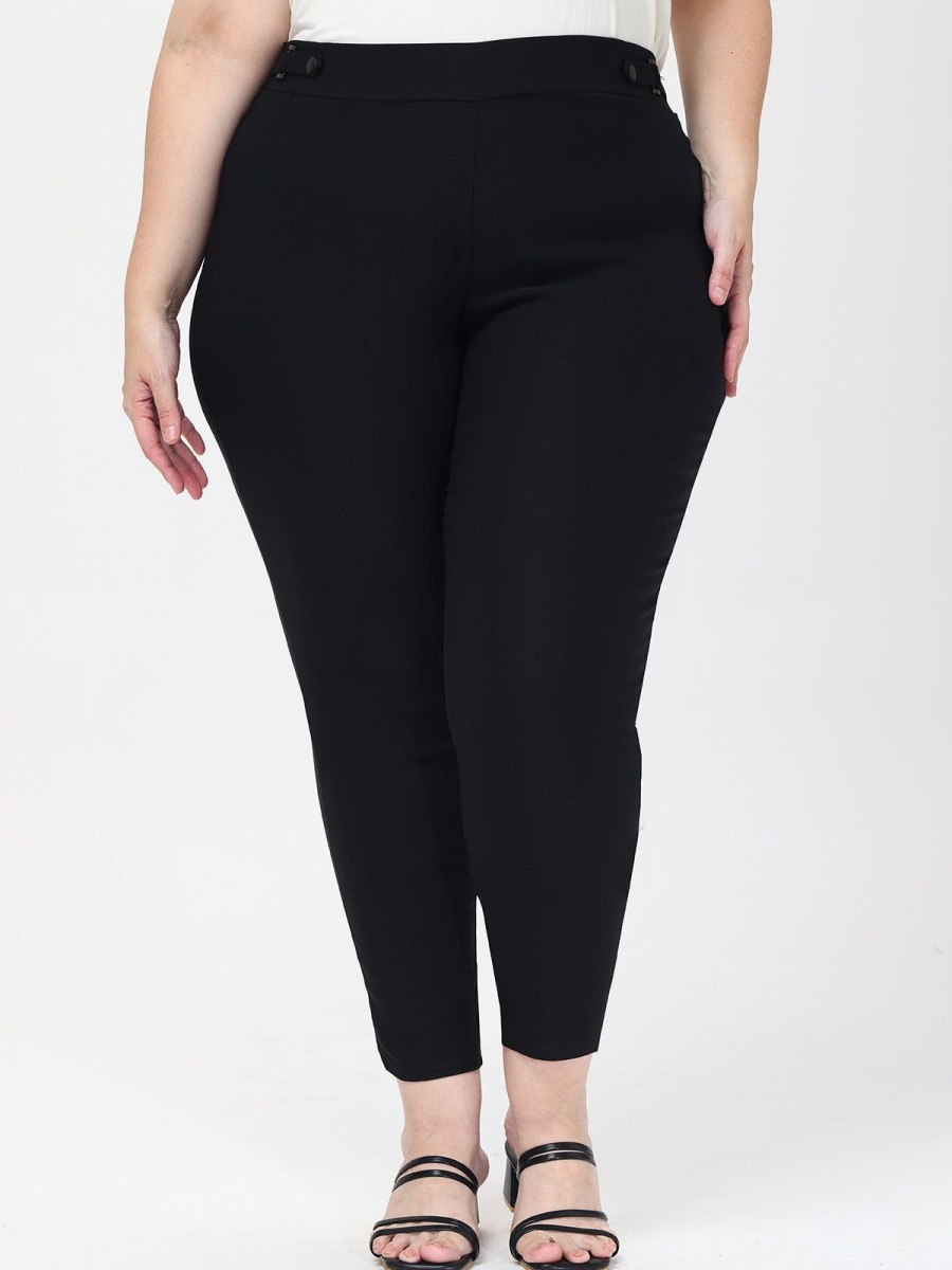 Women 89th + Madison | Luxe Stretch Millennium Paperclip Grommet Ankle Pants Black Soot