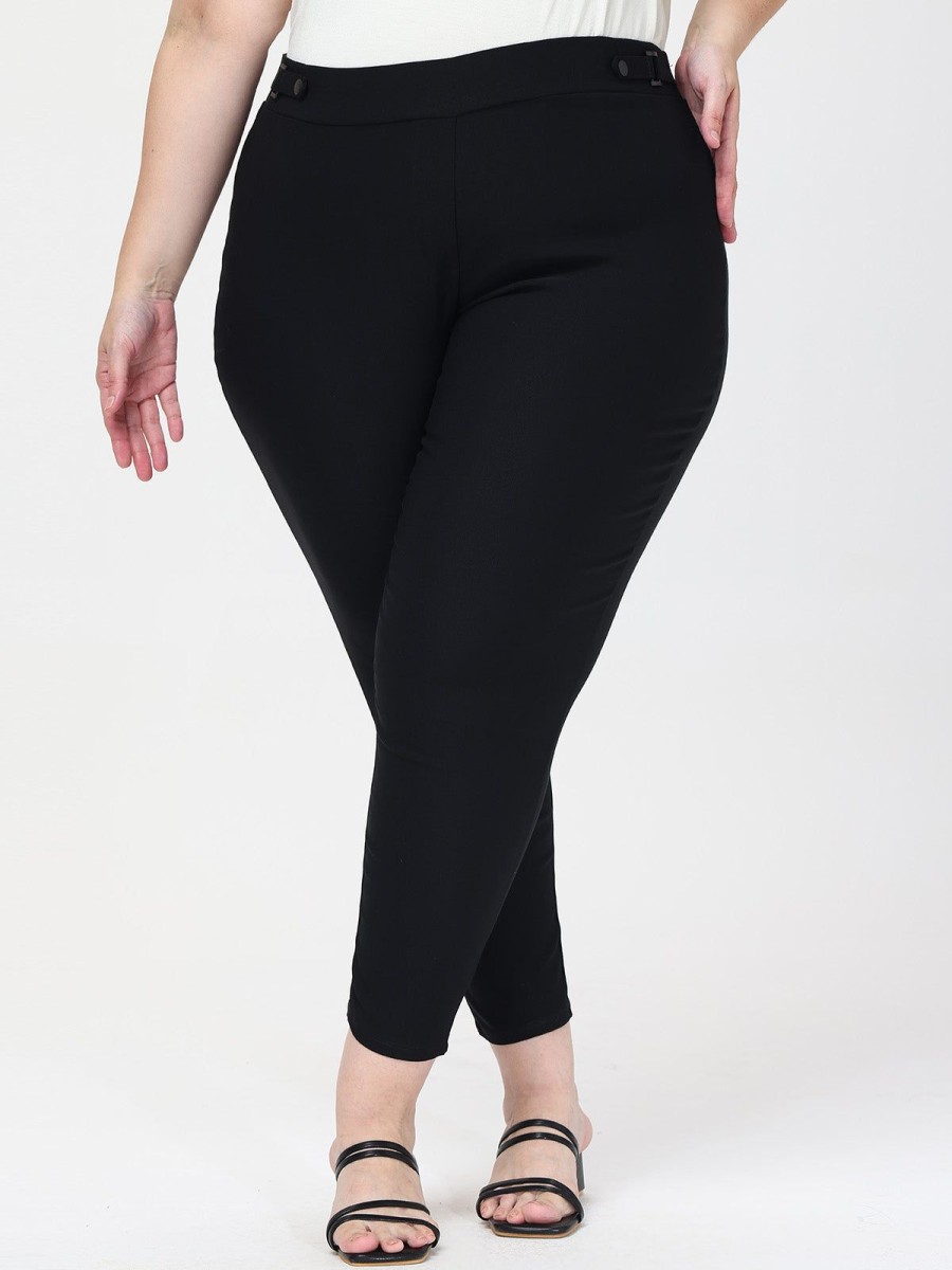 Women 89th + Madison | Luxe Stretch Millennium Paperclip Grommet Ankle Pants Black Soot