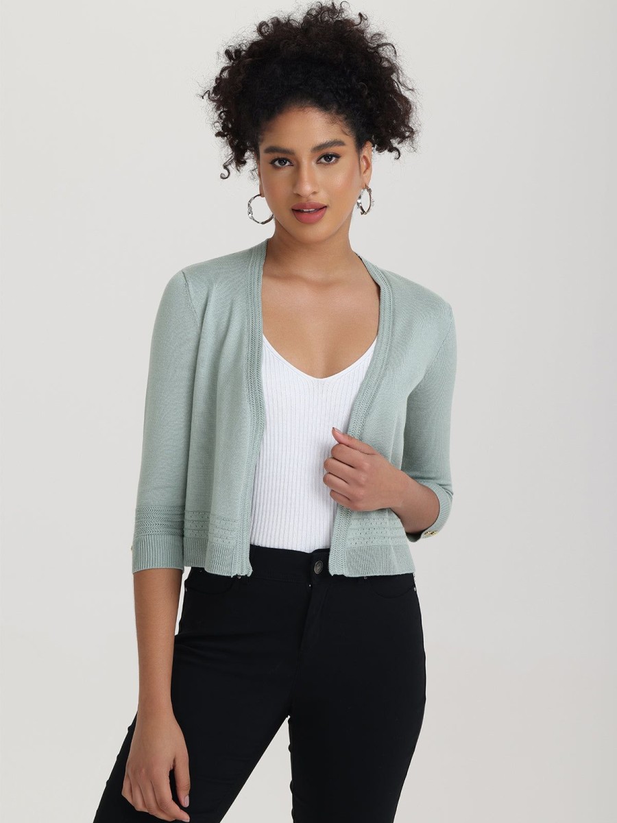 Women 89th + Madison | Pointelle Trim Open Cardigan