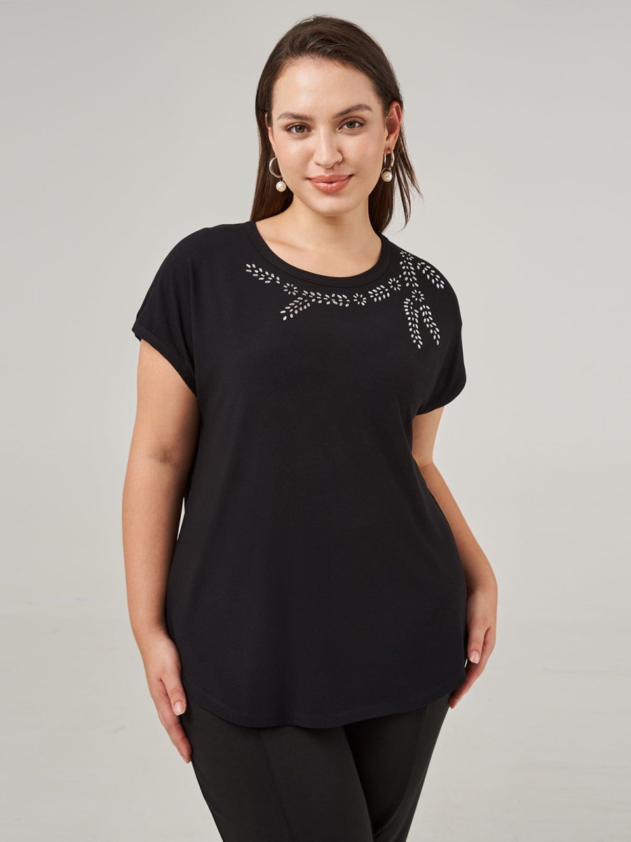 Women 89th + Madison | Jewel Applique Dolman Sleeve Top