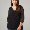 Women 89th + Madison | Sweetheart Neck Ruched Sleeve Top